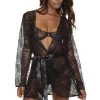 Coquette Black Stretch Lace Robe