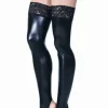 Coquette Wet Look Toe Less Thigh Highs with Lace Top