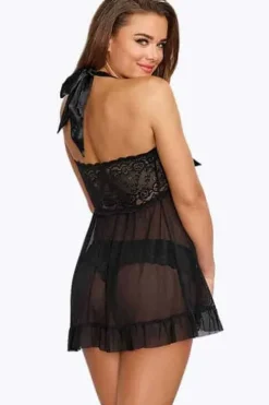 Dreamgirl Black Babydoll with Tanga Panty