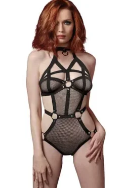 Dreamgirl Strappy Black Fishnet Teddy