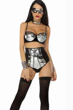 Forplay Faux Metal Bra and Panty Set