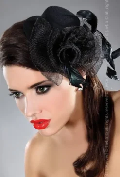 Livia Corsetti Black Fascinator with Black Fine Mesh