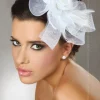 Livia Corsetti Elegant White Fine Mesh and Feathers Fascinator