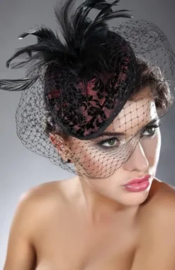 Livia Corsetti Feather and Lace Mini Top Hat