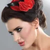 Livia Corsetti Red Fascinator with Black Feathers