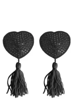 Ouch Heart Black Nipple Covers with Tassles, Buy Ouch Online