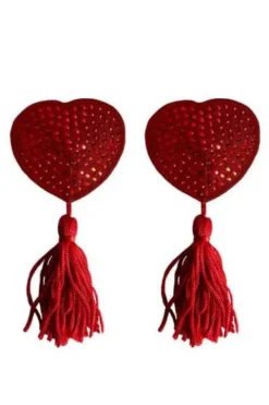 Ouch Heart Red Nipple Covers with Tassles, Buy Ouch Online